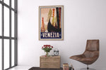 Vintage Venice Travel Poster, Italian Gondola Travel Print